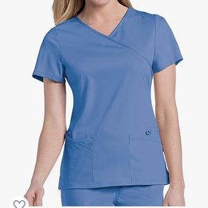 Urbane “sofie” crossover tunic scrub top-ceil blue